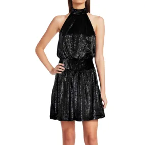 RAMY BROOK Ellin Shimmer Velvet Halter Party Cocktail Mini Dress