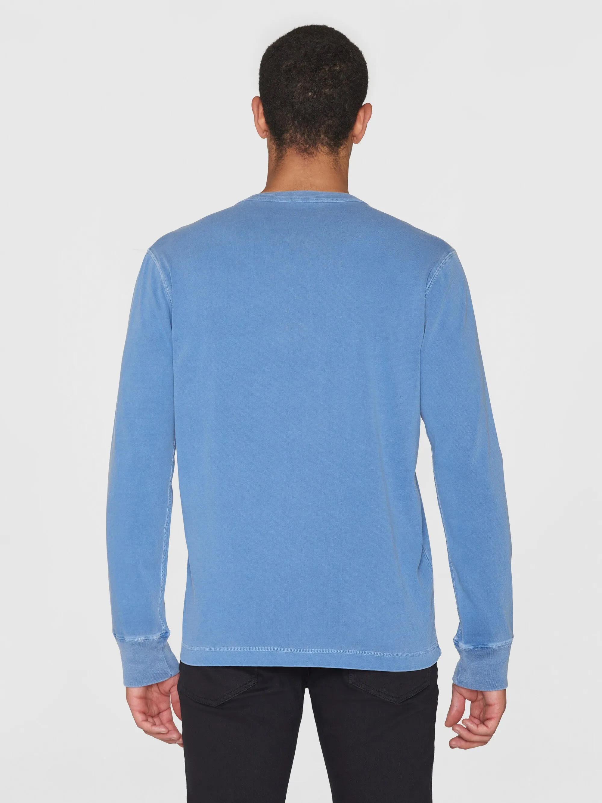 Regular vintage washed long sleeve henley - GOTS/Vegan - Moonlight Blue