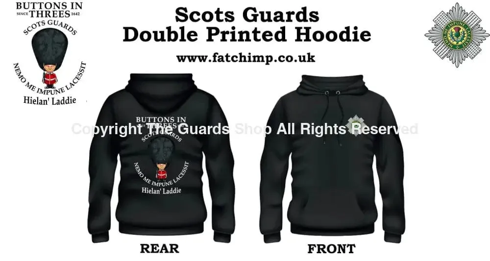 SCOTS GUARDS Buttons In THREE's Double Side Printed Hoodie