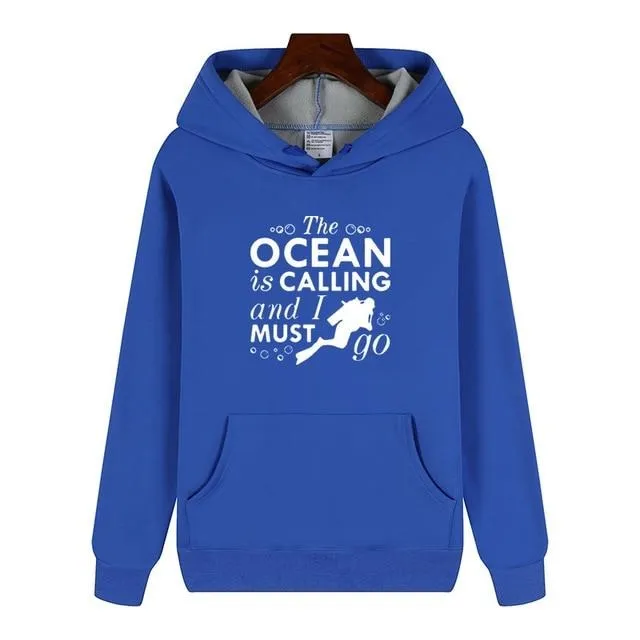 Scuba diving Hoodie for Men | The Ocean Is Calling and I Must Go