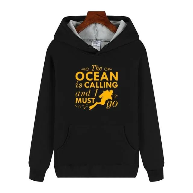 Scuba diving Hoodie for Men | The Ocean Is Calling and I Must Go