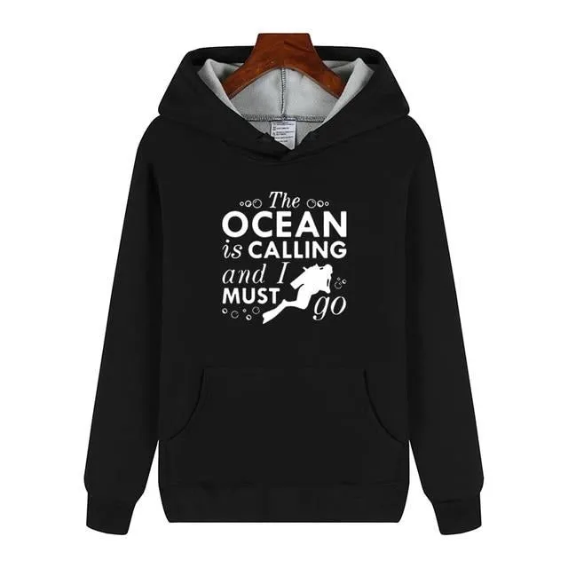 Scuba diving Hoodie for Men | The Ocean Is Calling and I Must Go