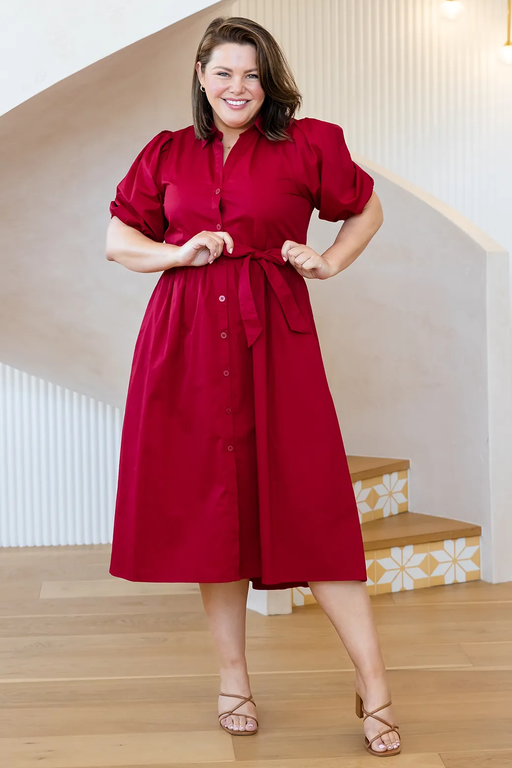 Shannon Midi Dress Deep Red