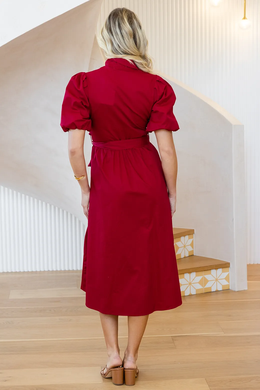 Shannon Midi Dress Deep Red