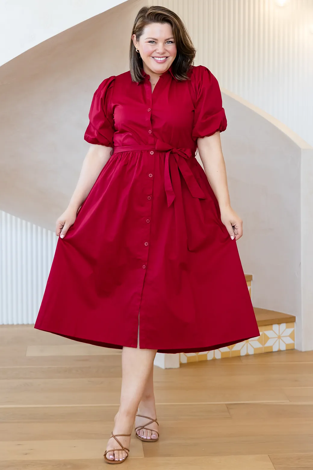 Shannon Midi Dress Deep Red