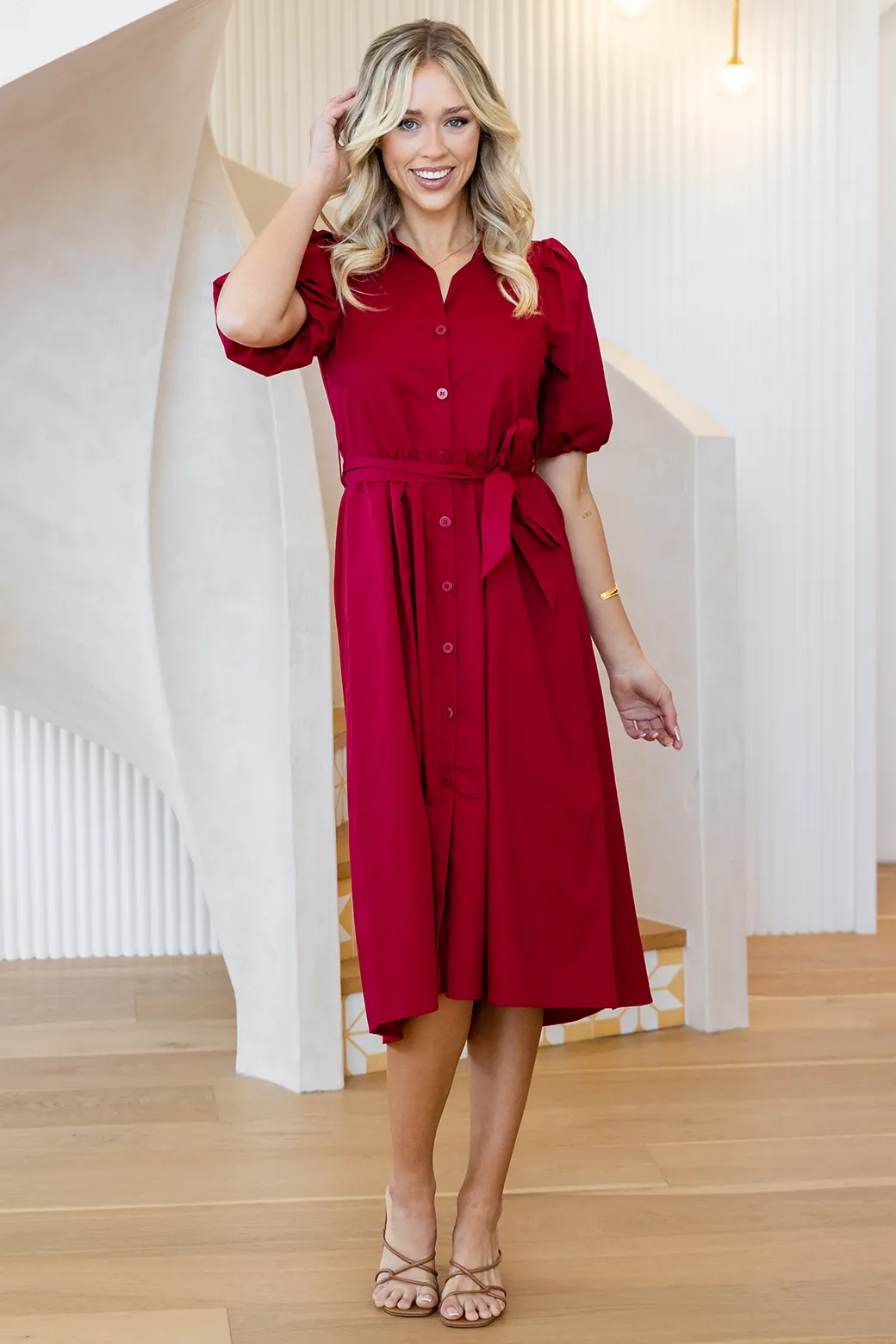 Shannon Midi Dress Deep Red