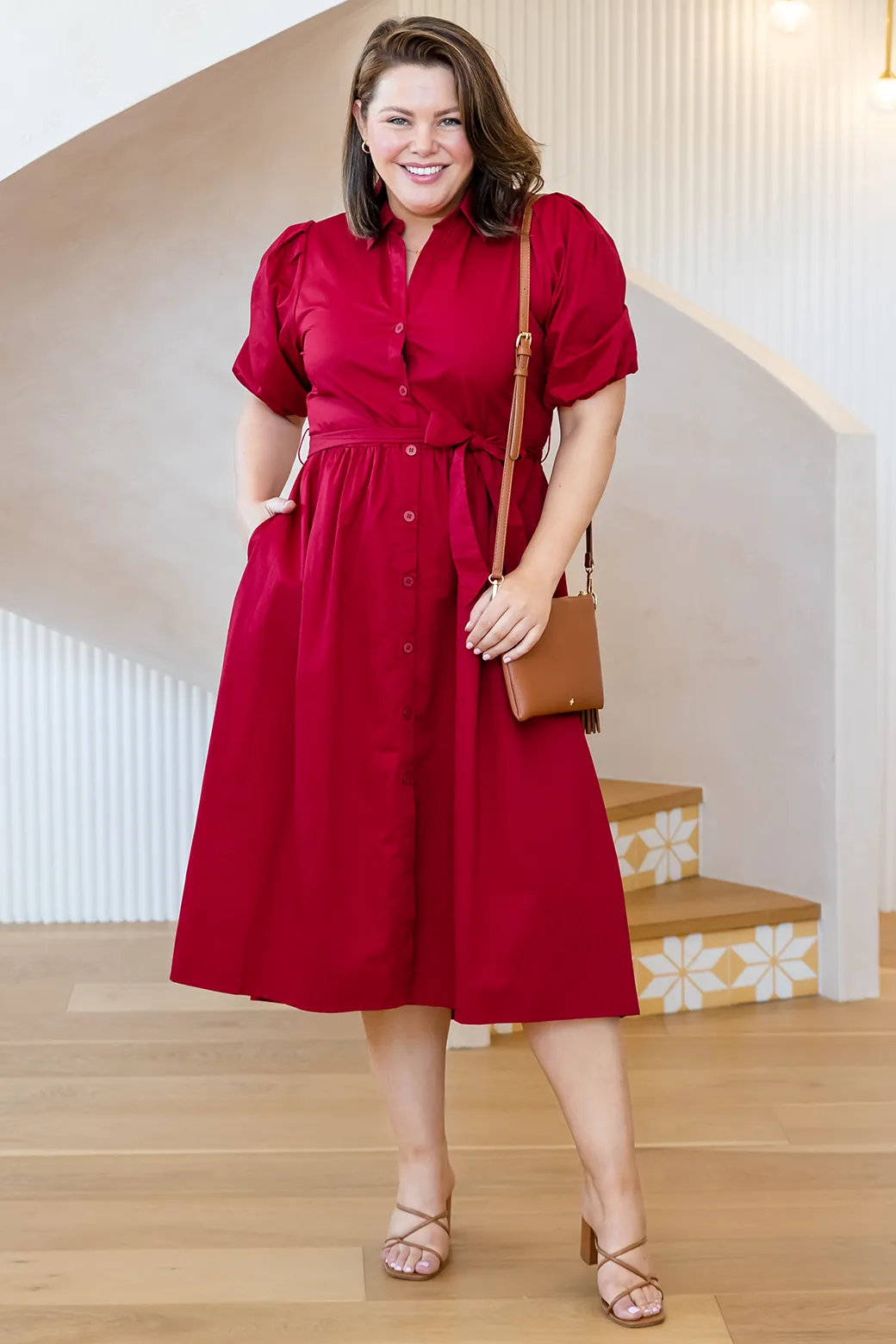 Shannon Midi Dress Deep Red