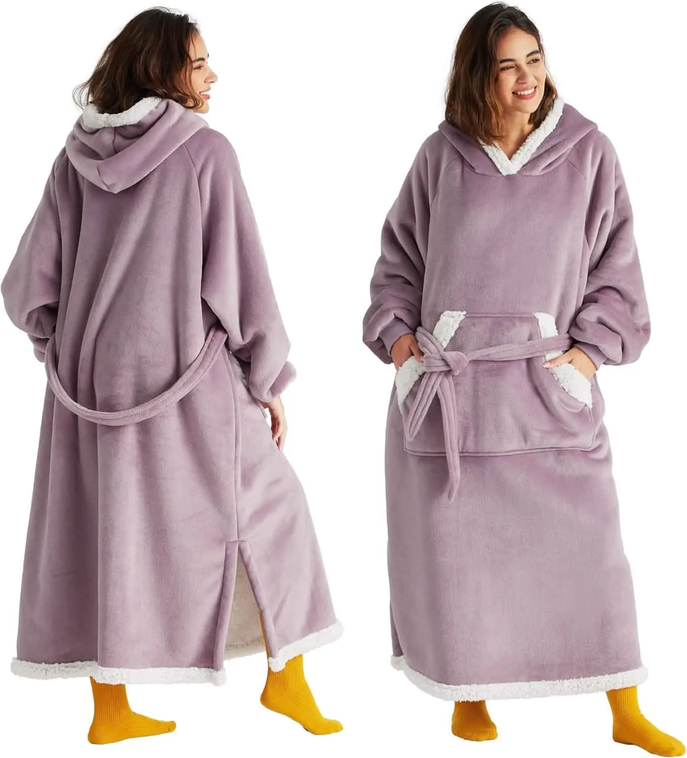 Sherpa Fleece Long Blanket Hoodie