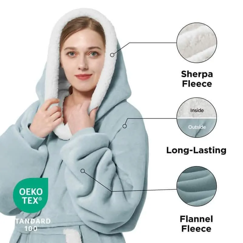 Sherpa Fleece Long Blanket Hoodie