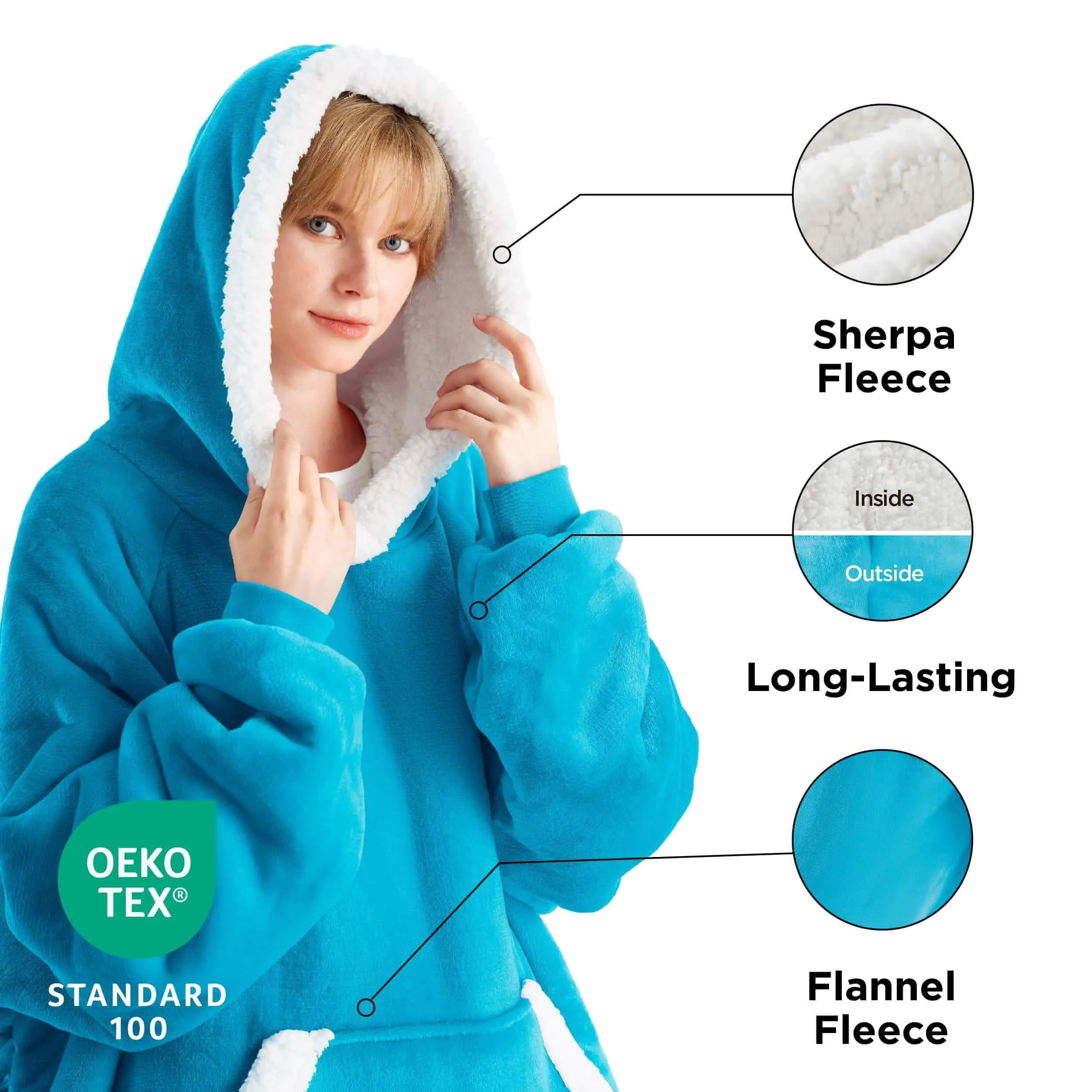 Sherpa Fleece Long Blanket Hoodie