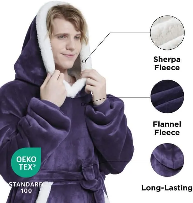 Sherpa Fleece Long Blanket Hoodie