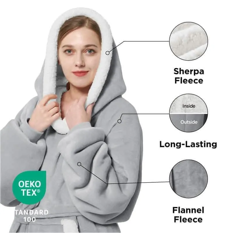 Sherpa Fleece Long Blanket Hoodie