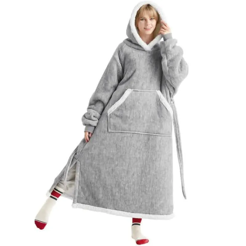 Sherpa Fleece Long Blanket Hoodie