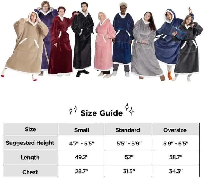 Sherpa Fleece Long Blanket Hoodie