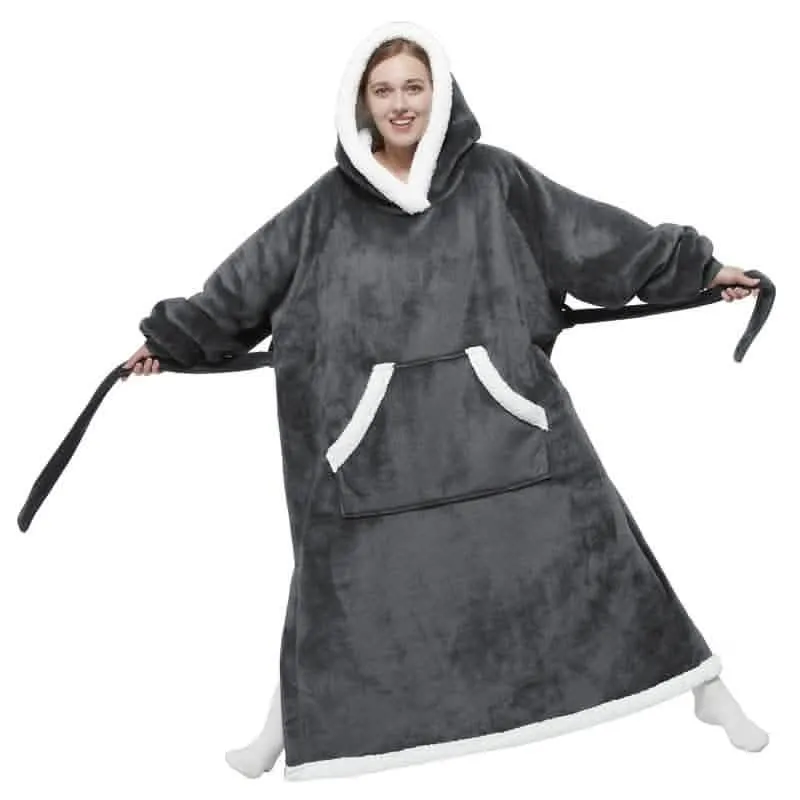 Sherpa Fleece Long Blanket Hoodie