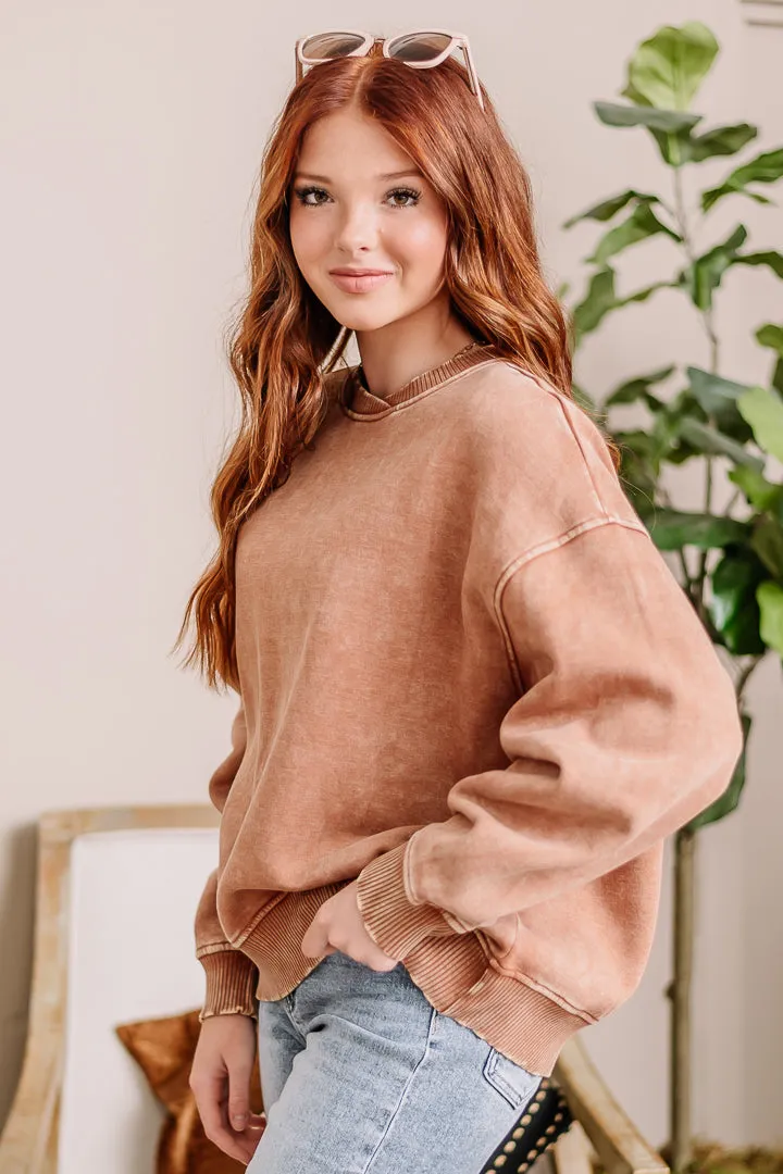 Simple Life Fleece Sweatshirt | Deep Camel