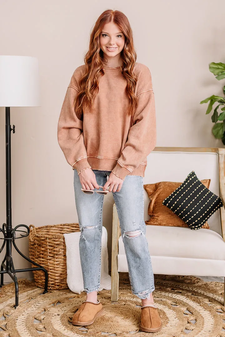 Simple Life Fleece Sweatshirt | Deep Camel