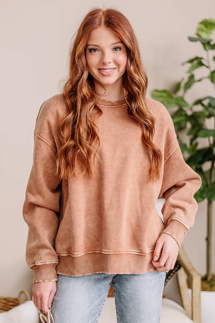 Simple Life Fleece Sweatshirt | Deep Camel