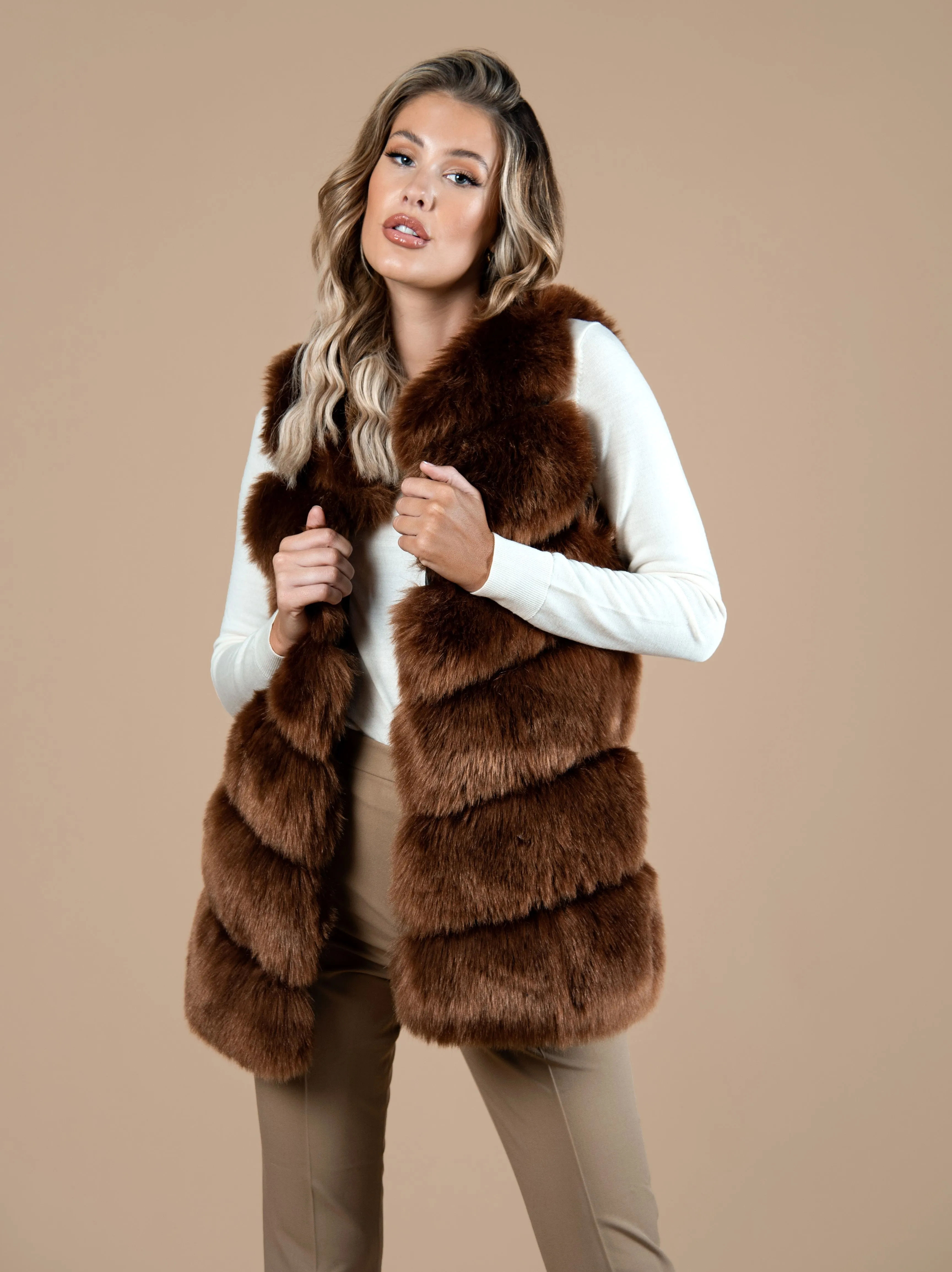 Slanted Faux Fur Gilet