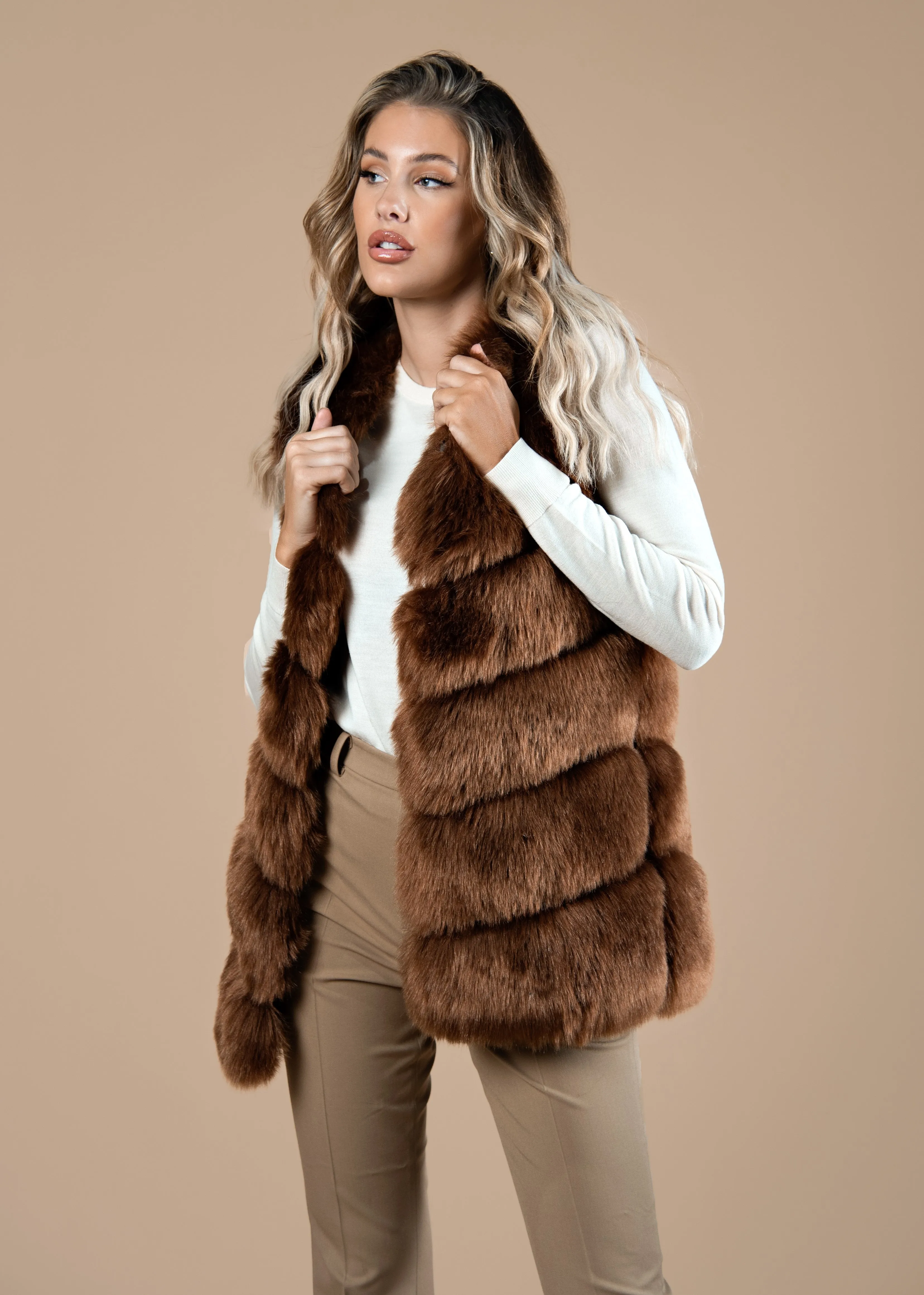 Slanted Faux Fur Gilet