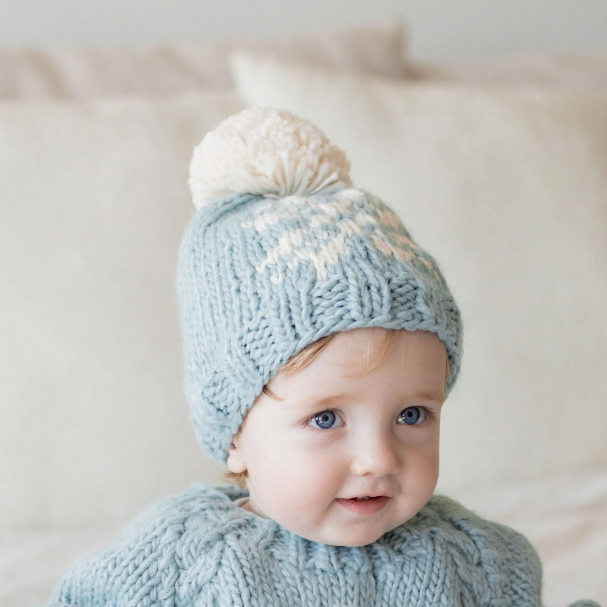 Snowflake Surf Blue Beanie Hat for Baby & Kids