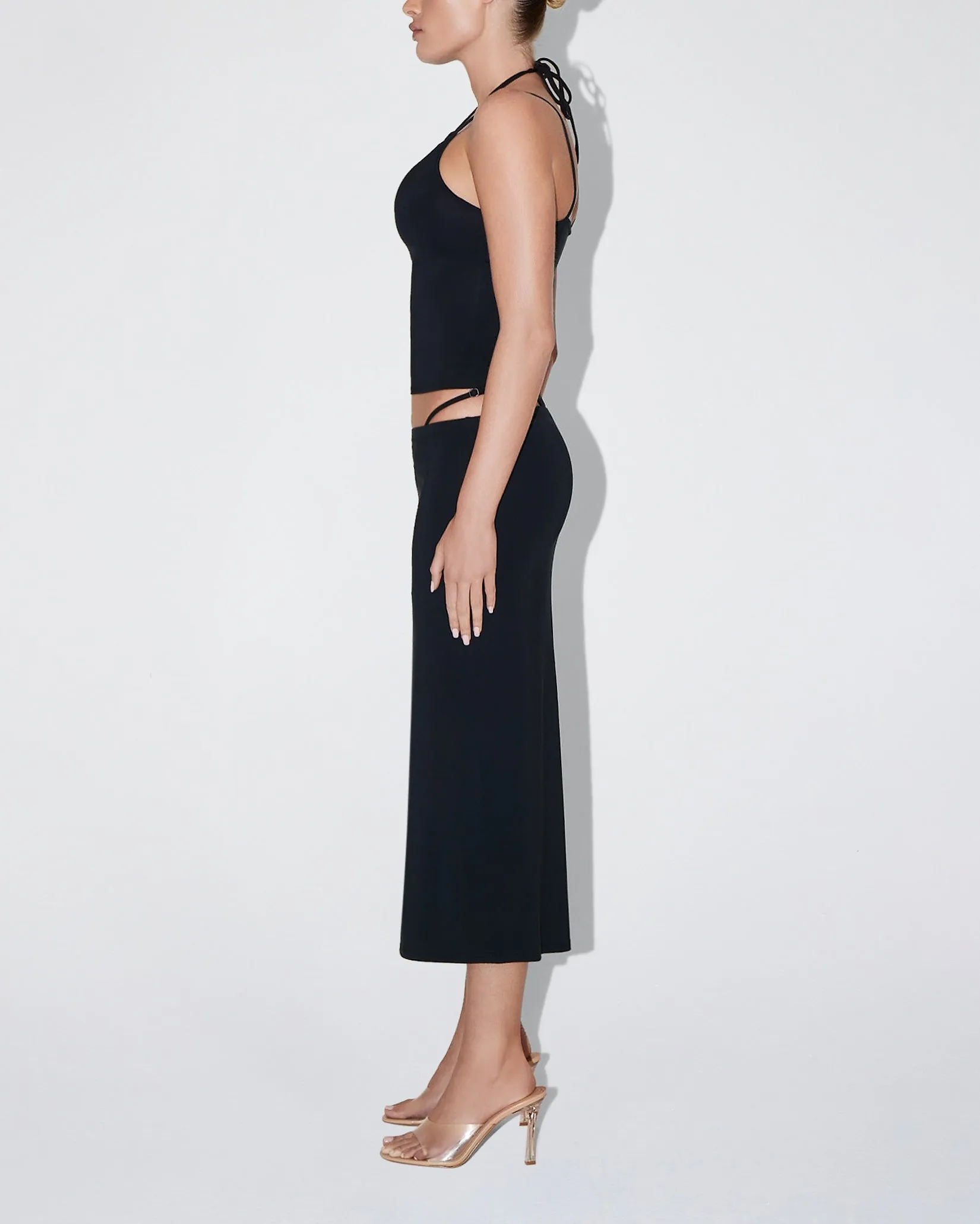 Soft Stretch Midi Skirt | Black