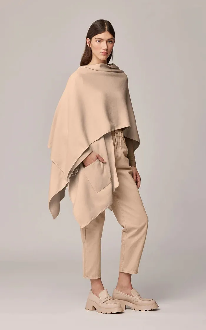 SOIA&KYO ATHENA - Asymmetric Knit Cape With Patch Pocket