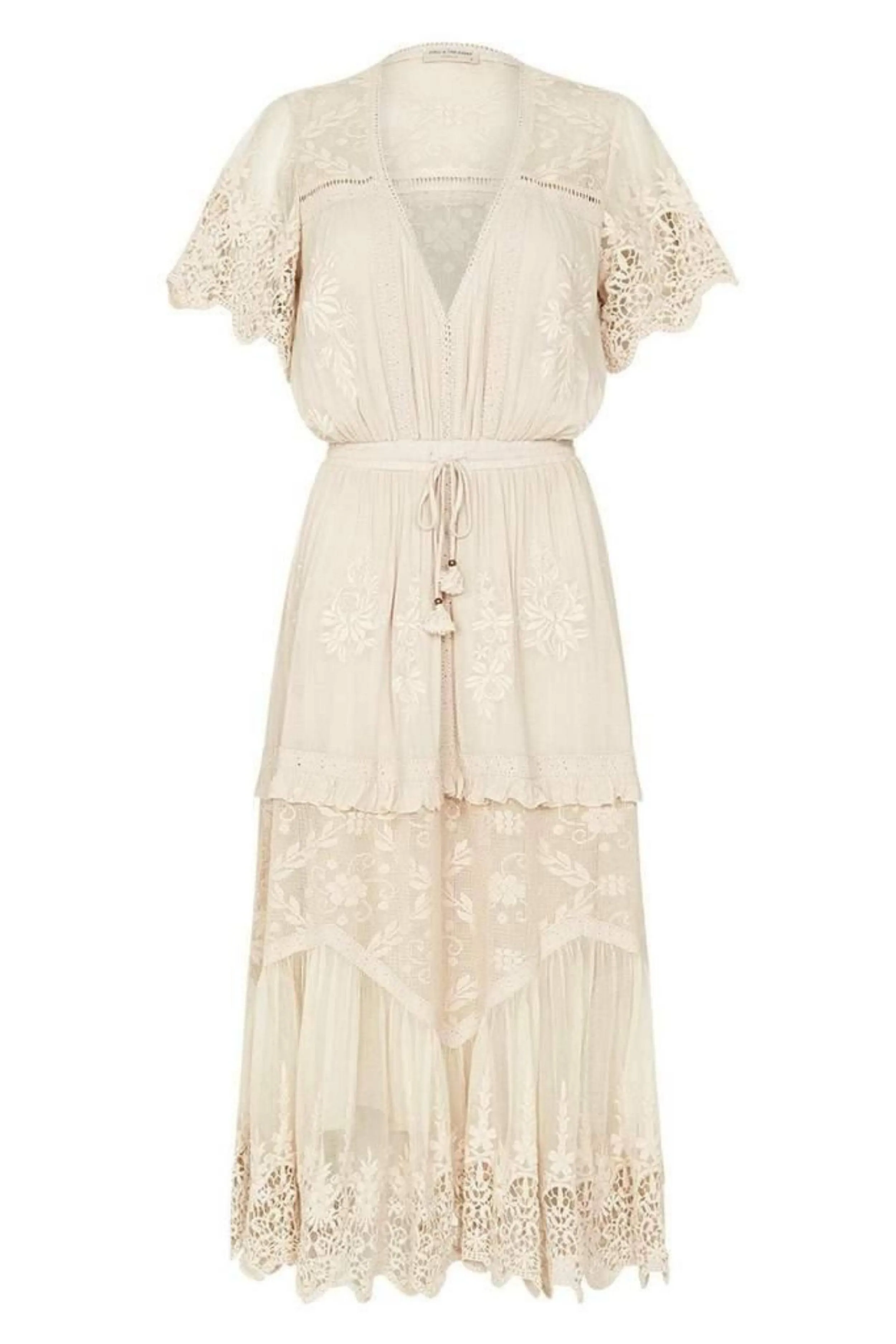 Spell Maggie Embroidered Midi Dress - For Sale