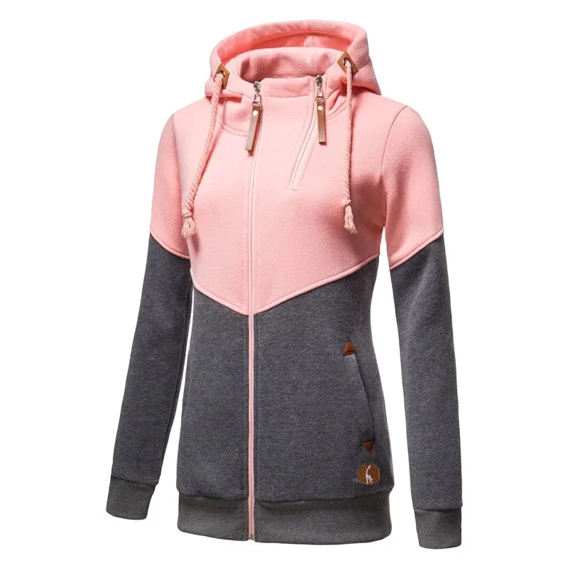 Spring Hoodied Sweatshirt Ladies Casual Patchwork Slim Womens Jackets Brand Warm Long Style Buttocks Hoodies Women