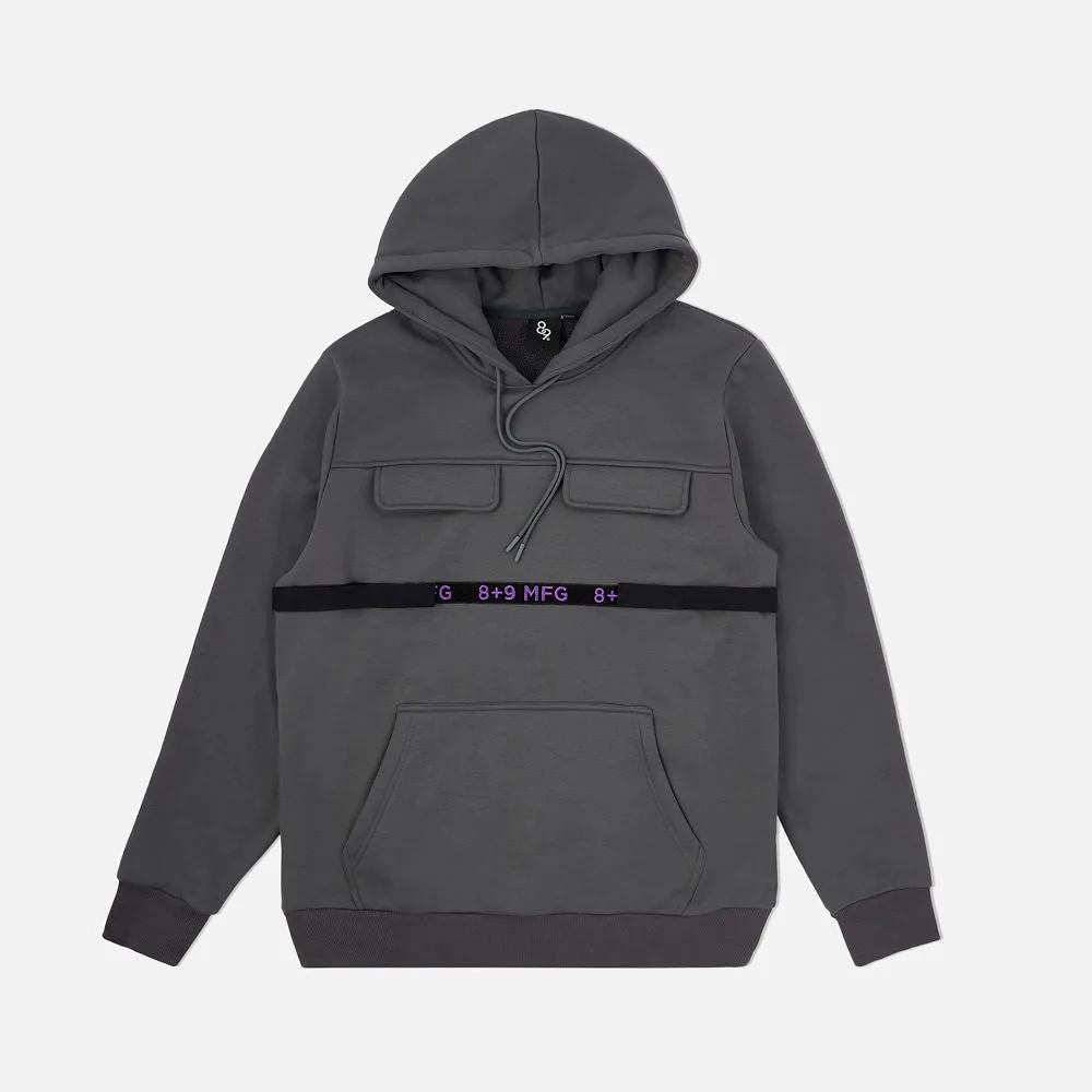 Strapped Up Slim Fleece Hoodie Dark Grey