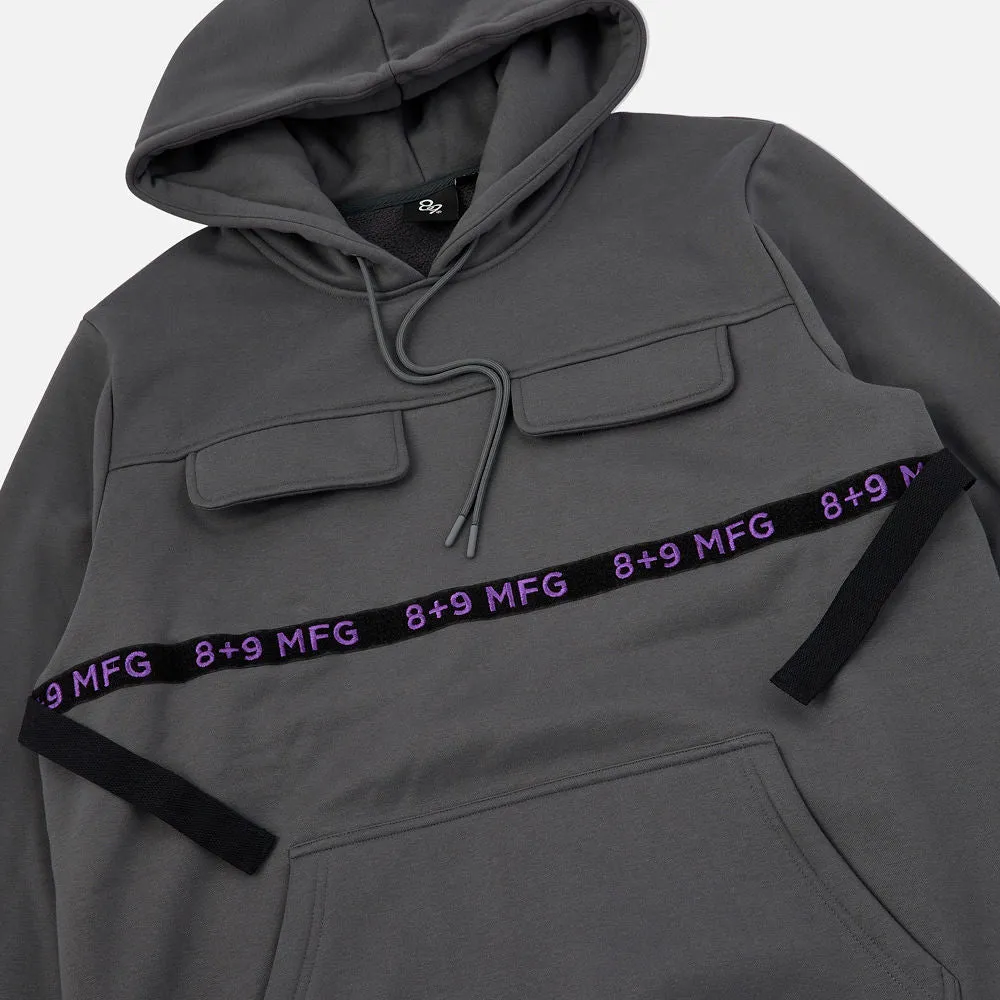 Strapped Up Slim Fleece Hoodie Dark Grey