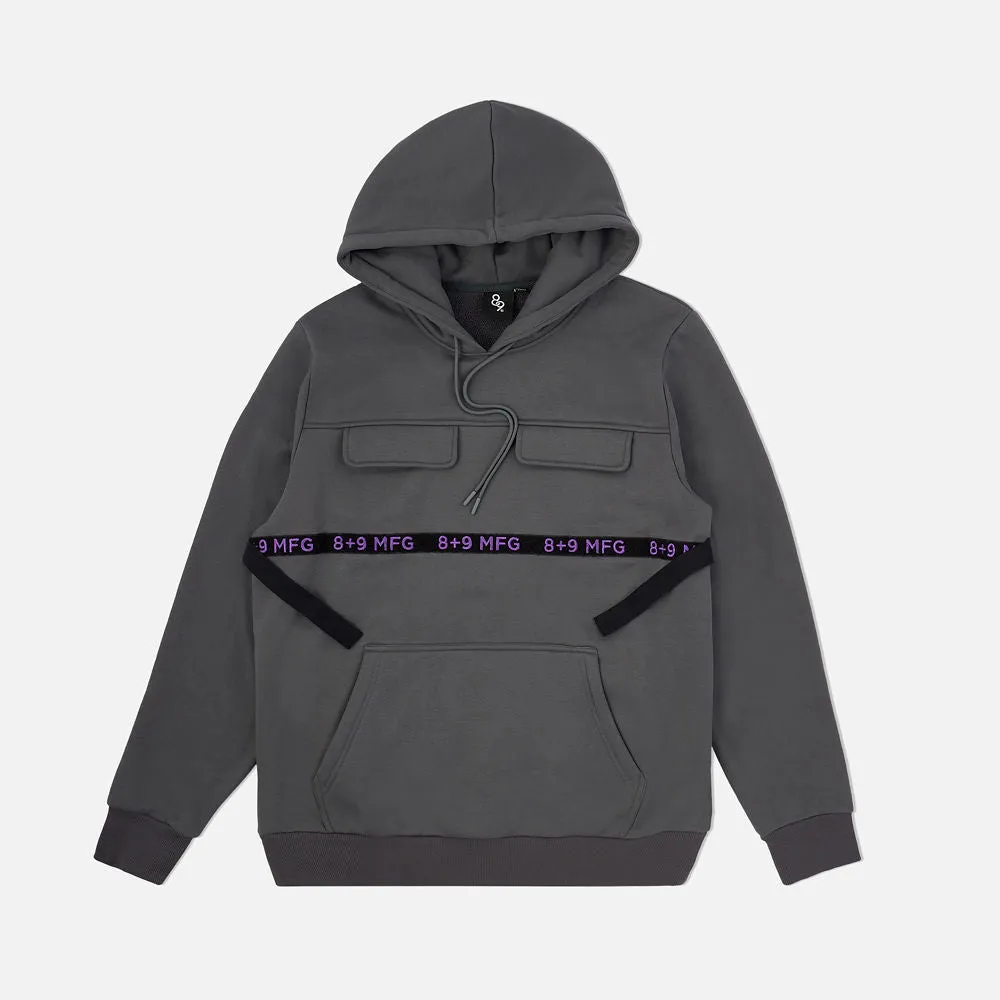 Strapped Up Slim Fleece Hoodie Dark Grey