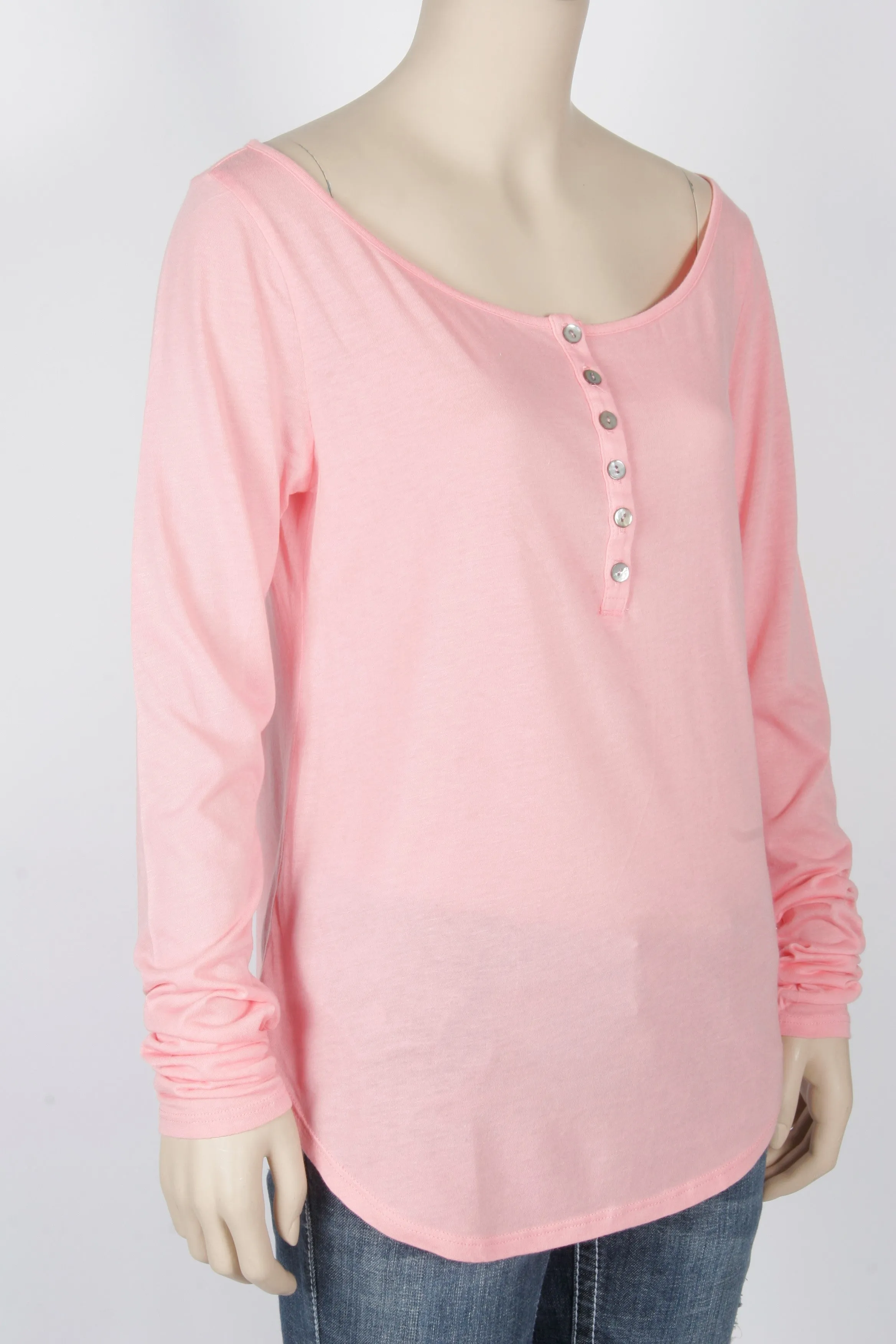 Stylemint Long Sleeve Pink Henley Tee-Stylemint Size 2 (Equiv. to Size 6/8)