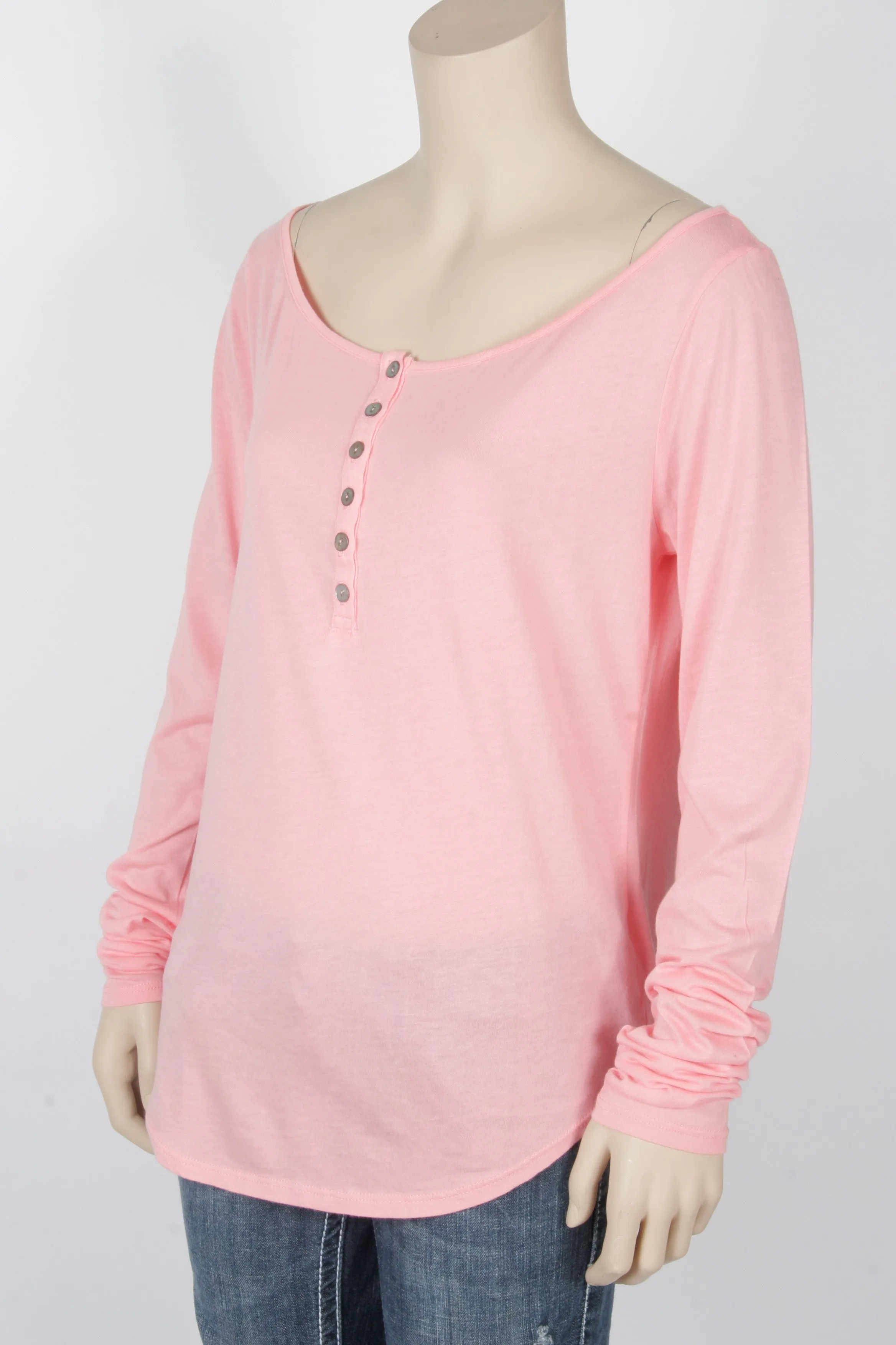 Stylemint Long Sleeve Pink Henley Tee-Stylemint Size 2 (Equiv. to Size 6/8)