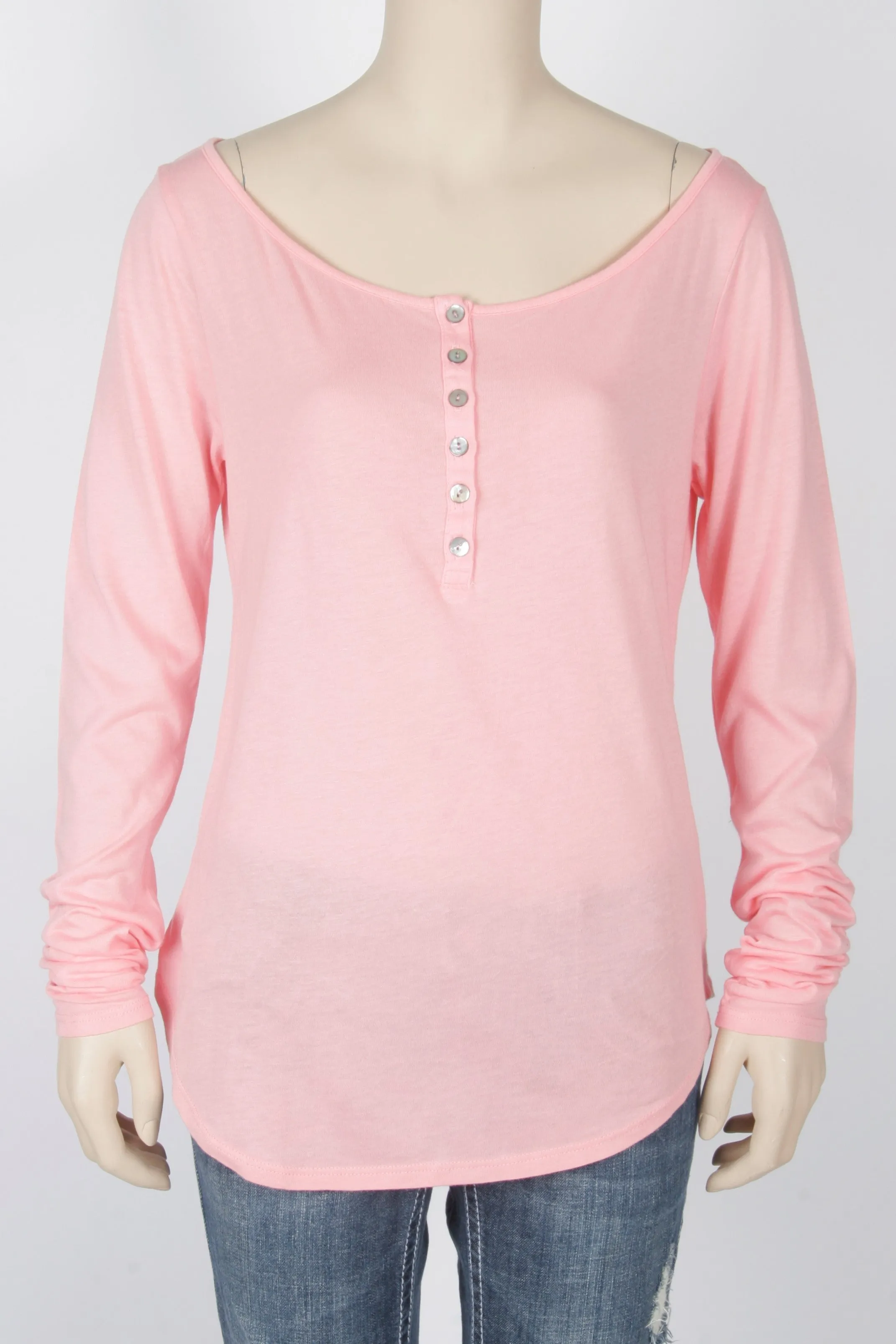 Stylemint Long Sleeve Pink Henley Tee-Stylemint Size 2 (Equiv. to Size 6/8)