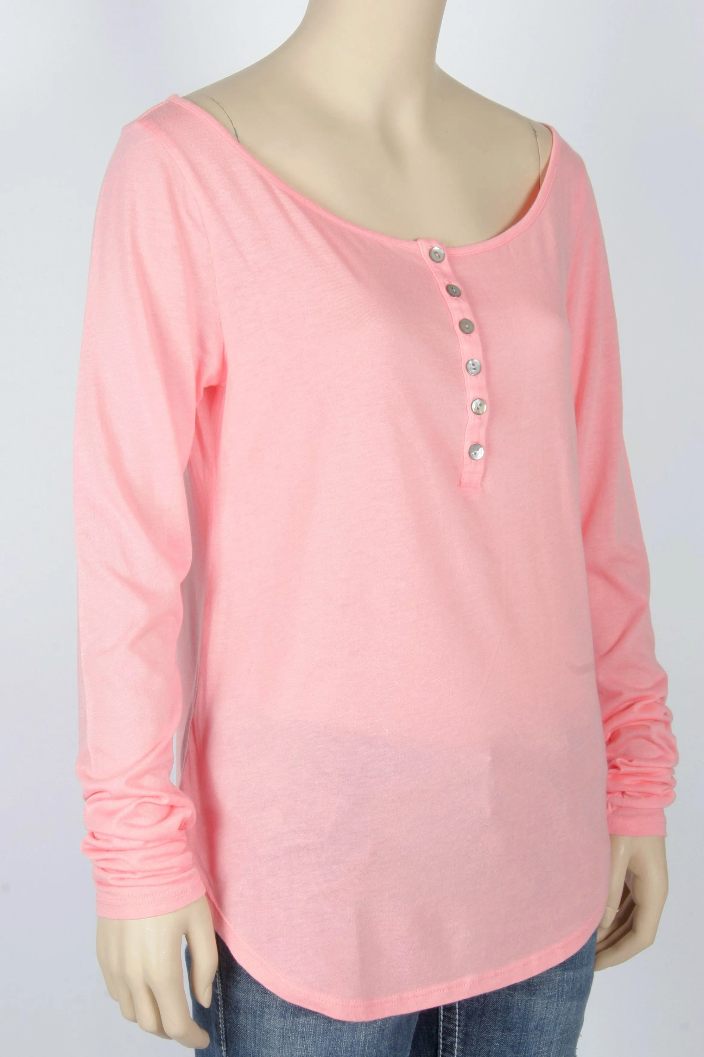 Stylemint Long Sleeve Pink Henley Tee-Stylemint Size 2 (Equiv. to Size 6/8)