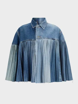 The Pleated Denim Cape