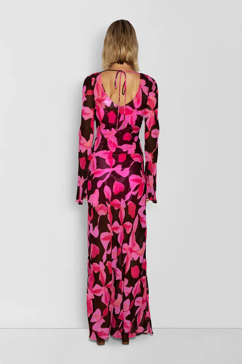 The Wolf Gang Lottie Maxi Dress - Pink Chocolate Floral