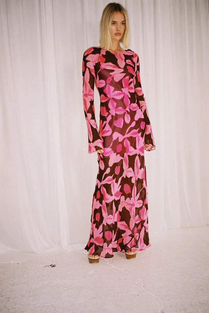 The Wolf Gang Lottie Maxi Dress - Pink Chocolate Floral