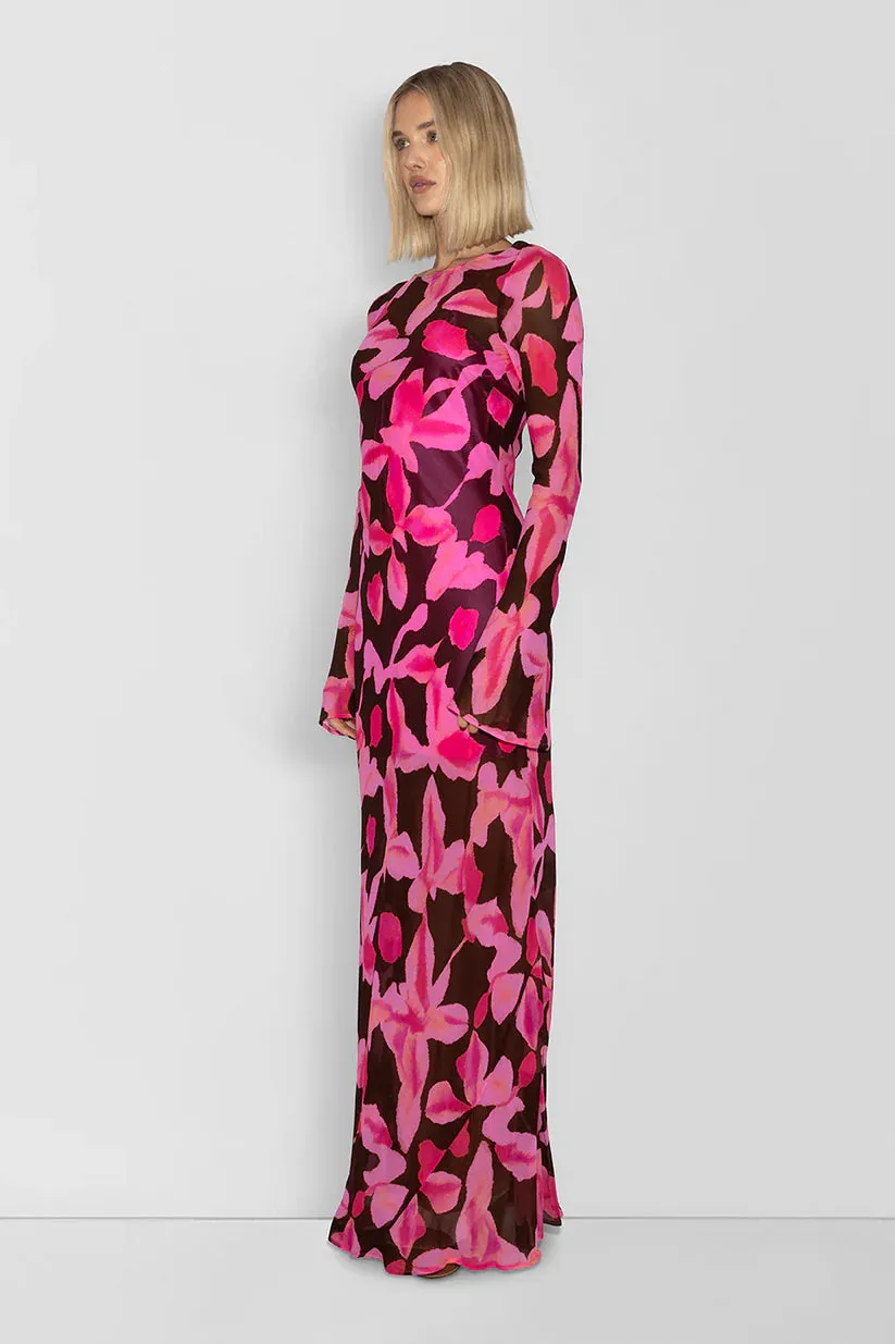 The Wolf Gang Lottie Maxi Dress - Pink Chocolate Floral