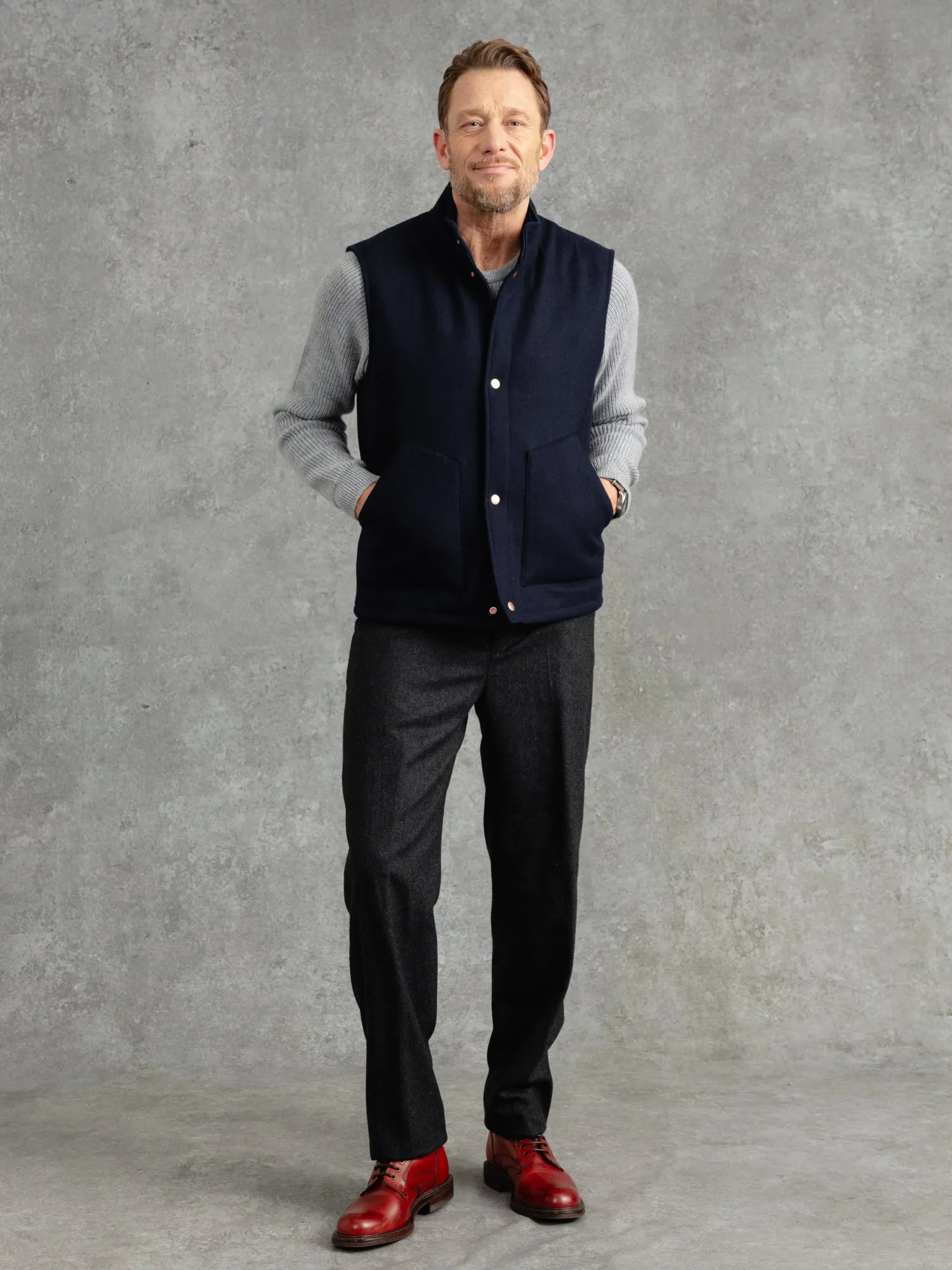 The Wool Wadded Gilet - Navy