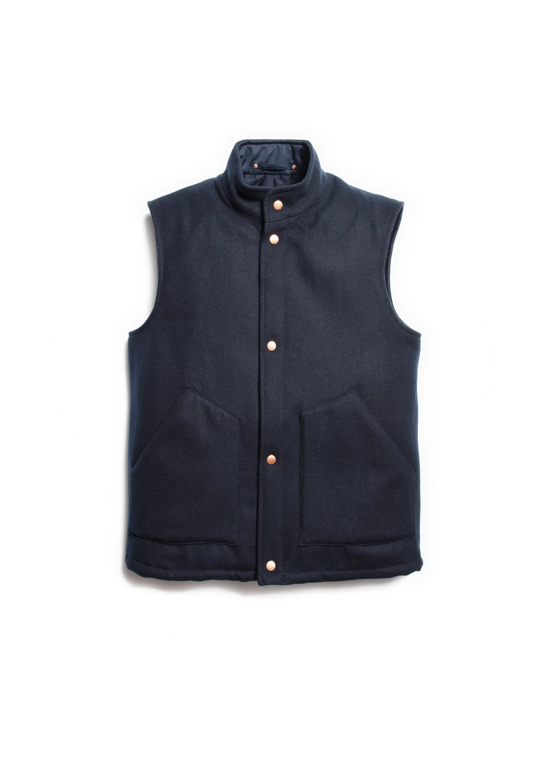 The Wool Wadded Gilet - Navy