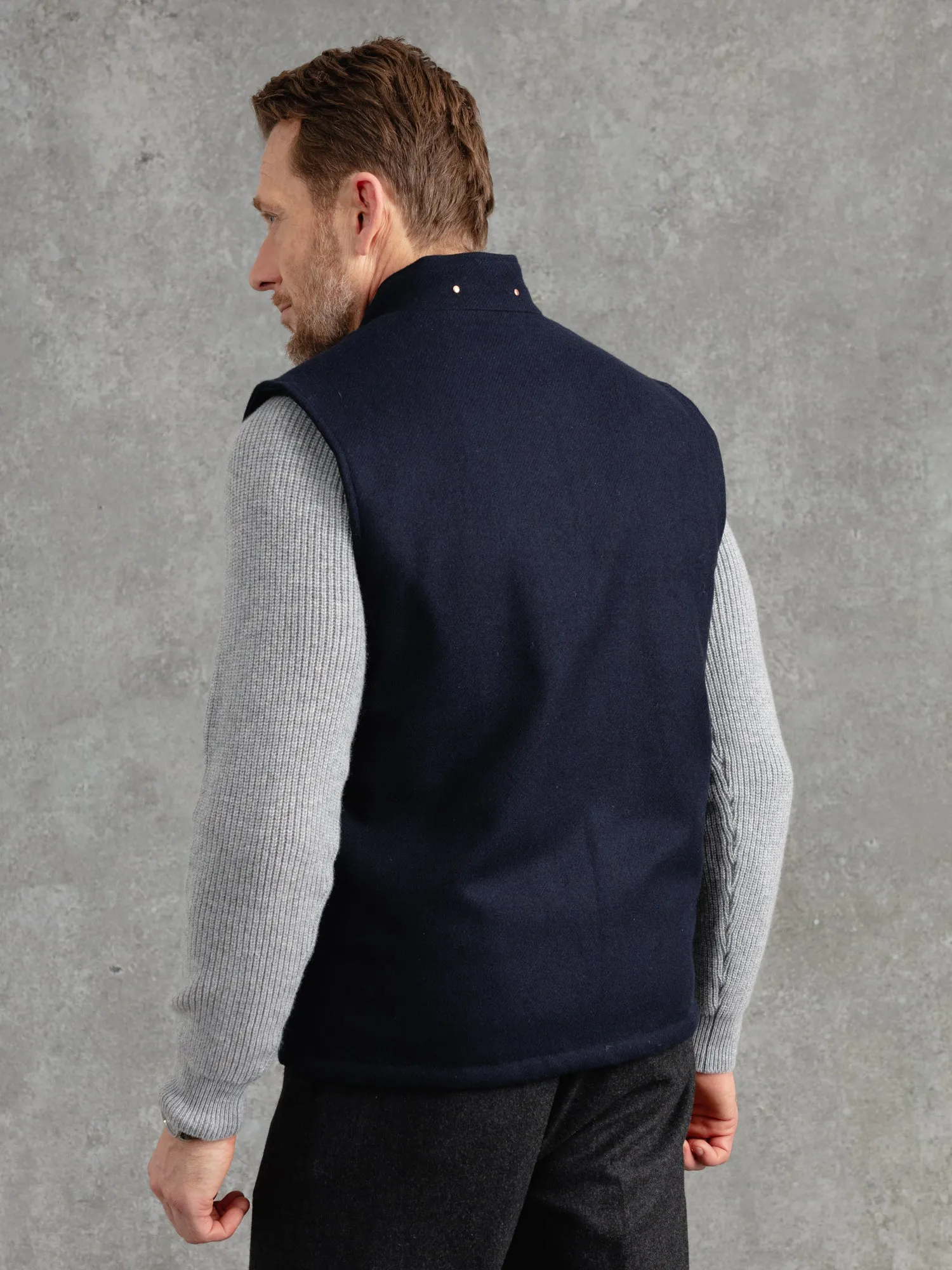 The Wool Wadded Gilet - Navy