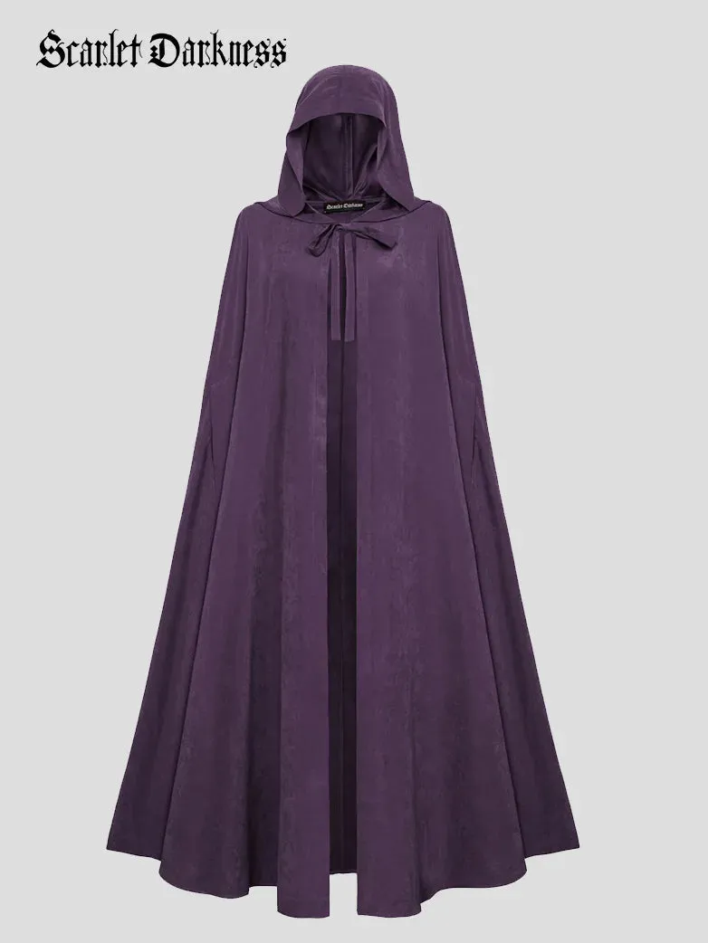 Unsex Medieval Hooded Cape Tie Front Warrior Mid-Calf Cloak