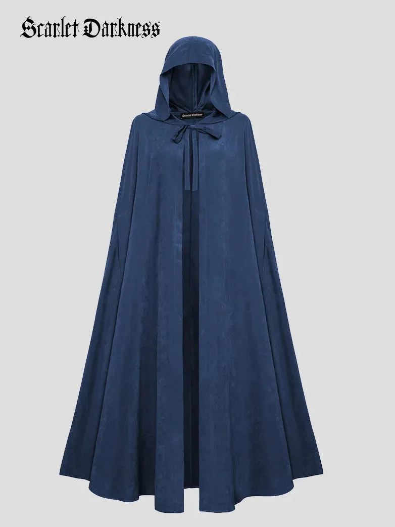 Unsex Medieval Hooded Cape Tie Front Warrior Mid-Calf Cloak