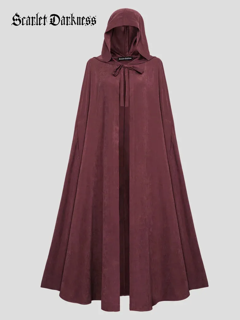 Unsex Medieval Hooded Cape Tie Front Warrior Mid-Calf Cloak