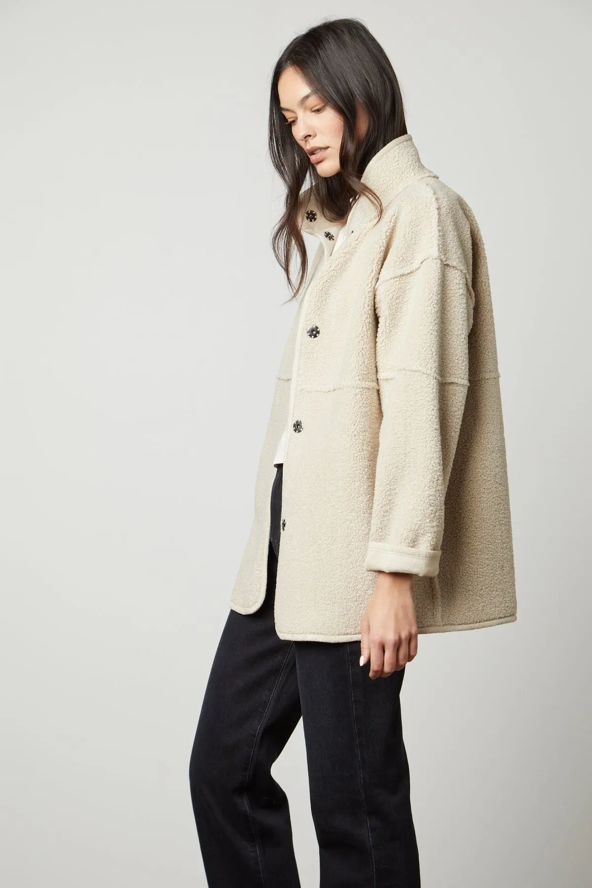 Velvet by Graham & Spencer Albany 03 Luxe Sherpa Reversible Jacket | Ecru