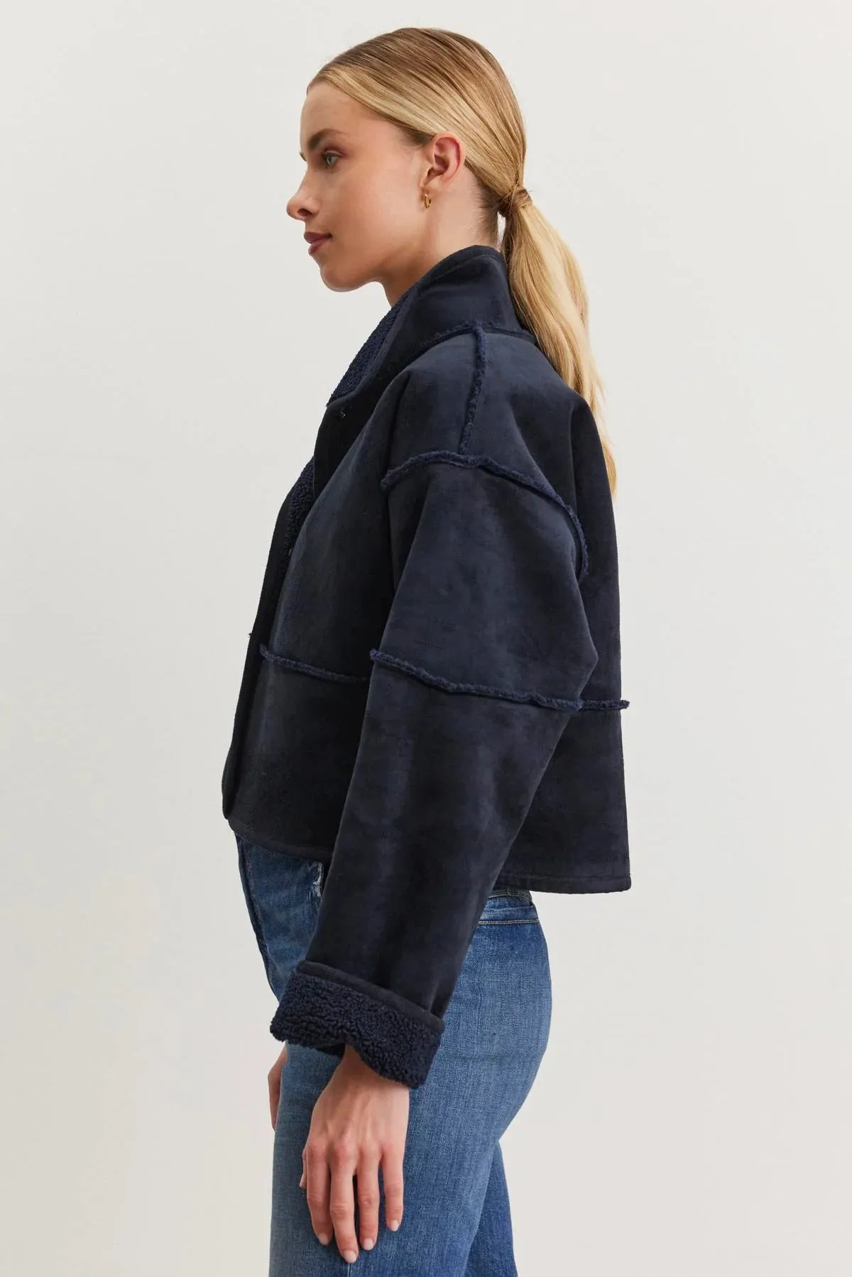 Velvet Kelly Reversible Sherpa Jacket Navy