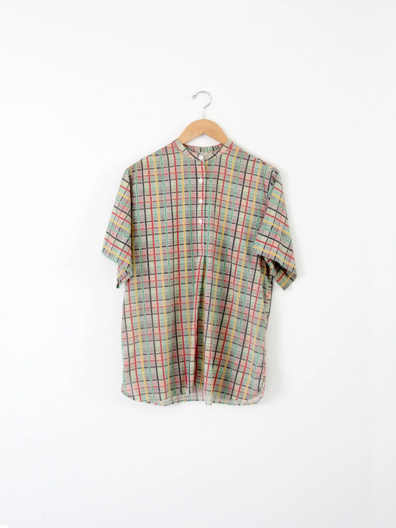 vintage 60s plaid henley shirt