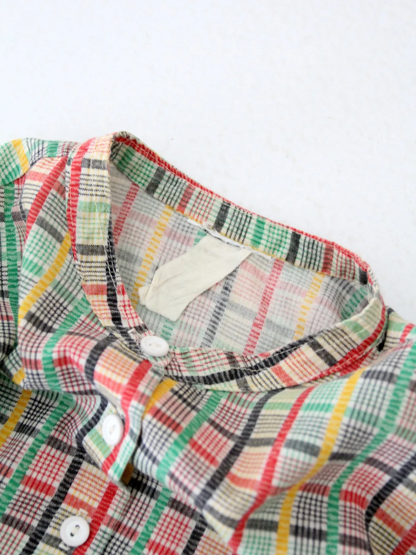 vintage 60s plaid henley shirt